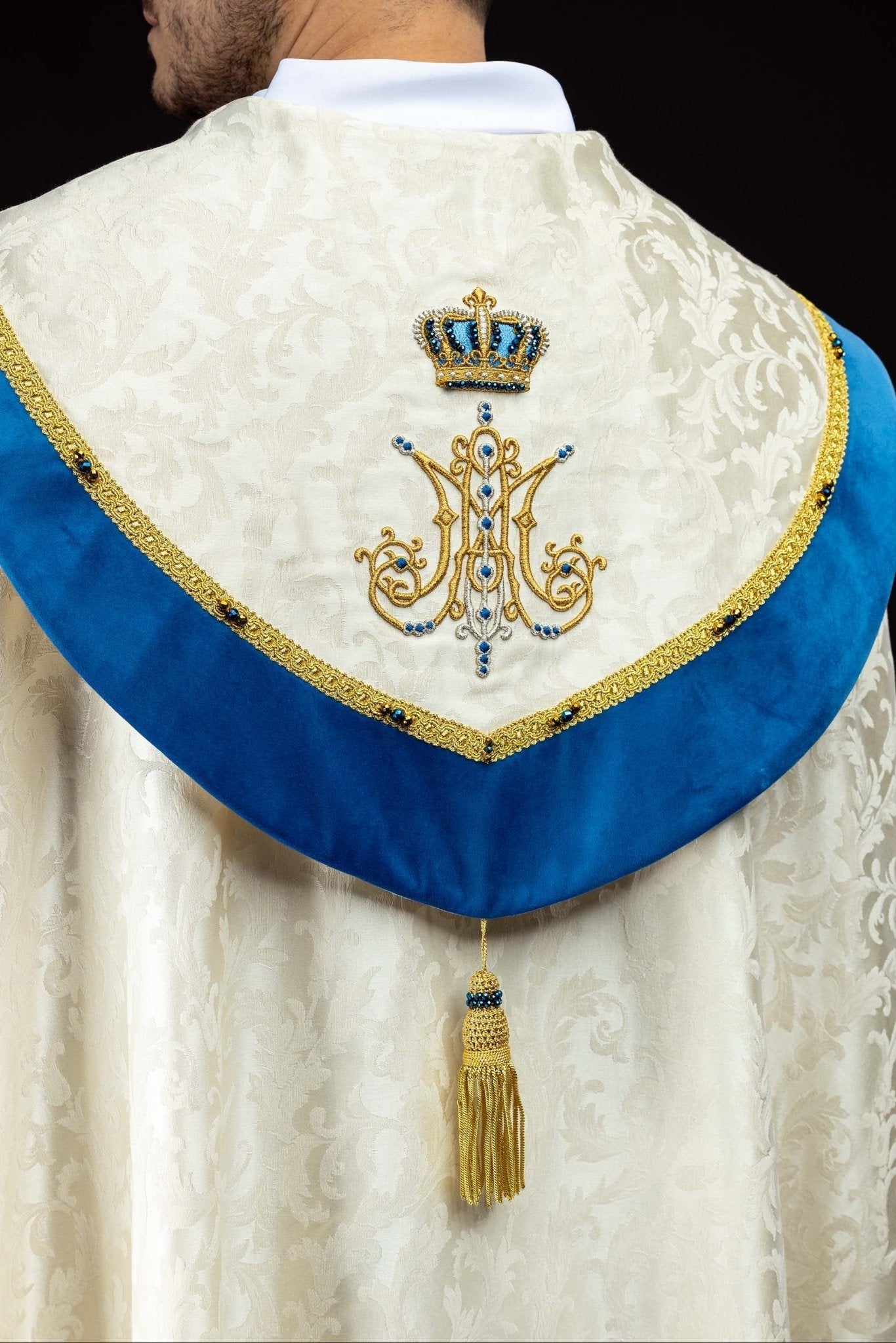 Ręcznie wykonana kapa maryjna z naturalnymi kamieniami Handmade 3006 - alba.pl