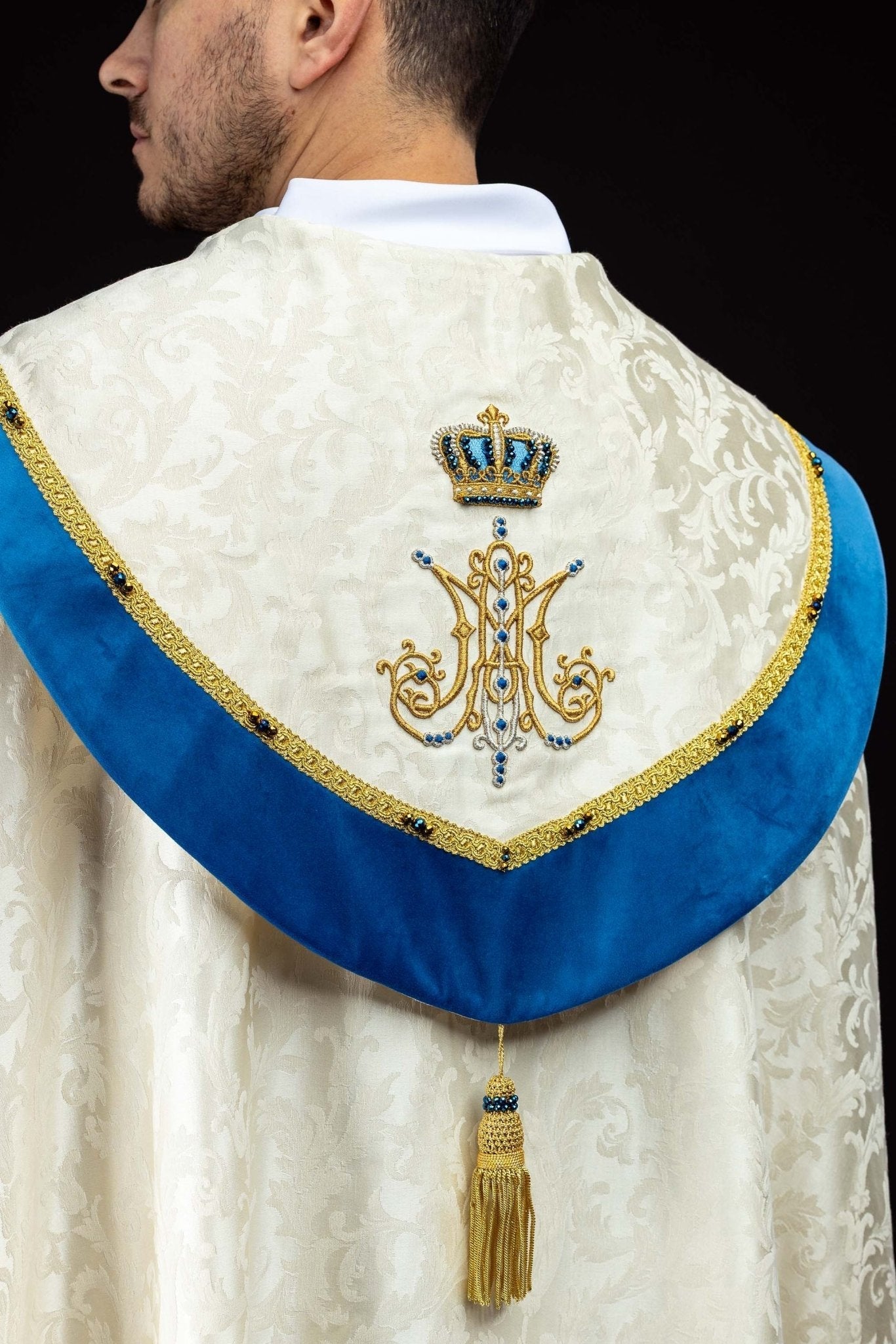 Ręcznie wykonana kapa maryjna z naturalnymi kamieniami Handmade 3006 - alba.pl