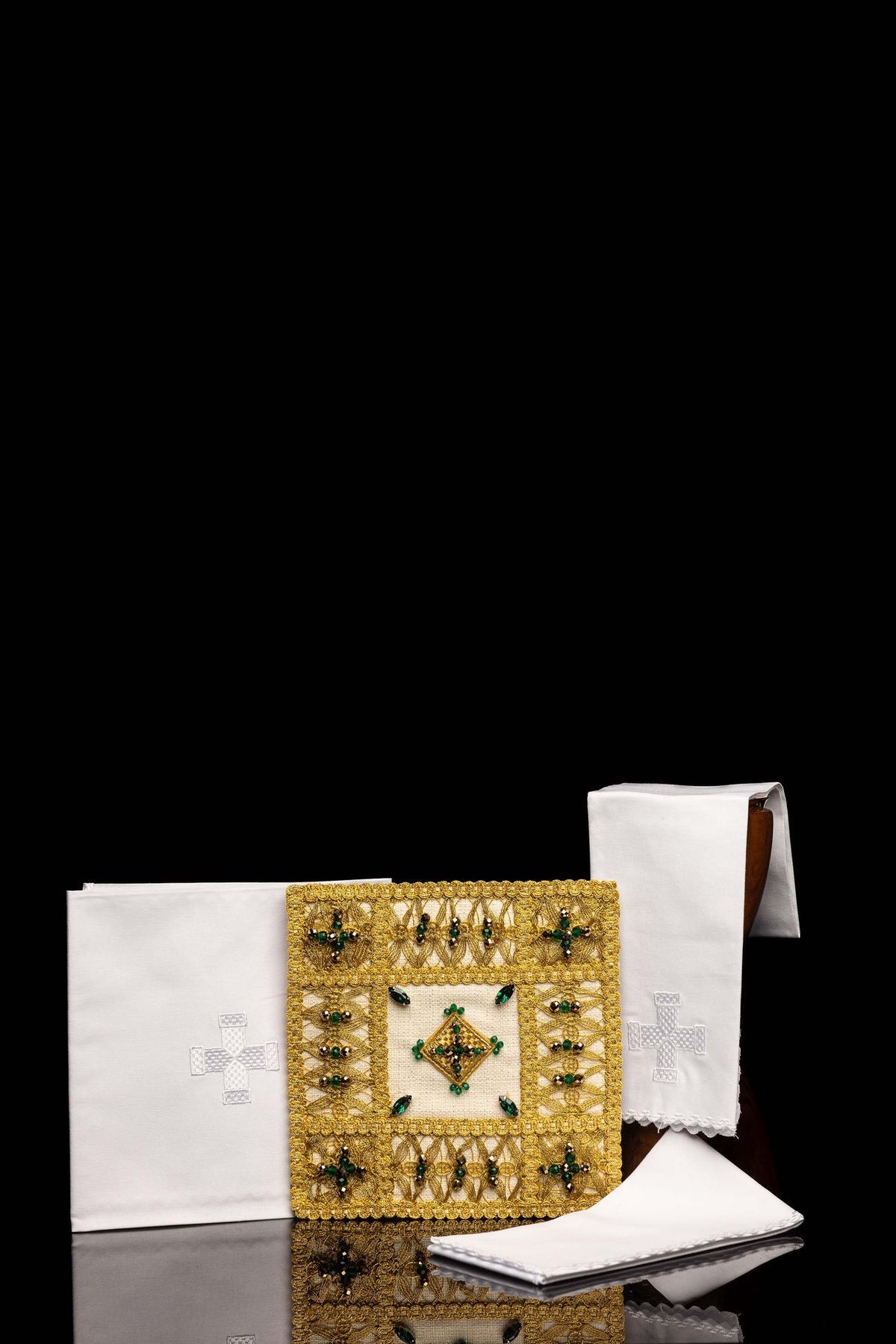Ręcznie wykonany komplet kielichowy z naturalnymi kamieniami Handmade 5013 - alba.pl