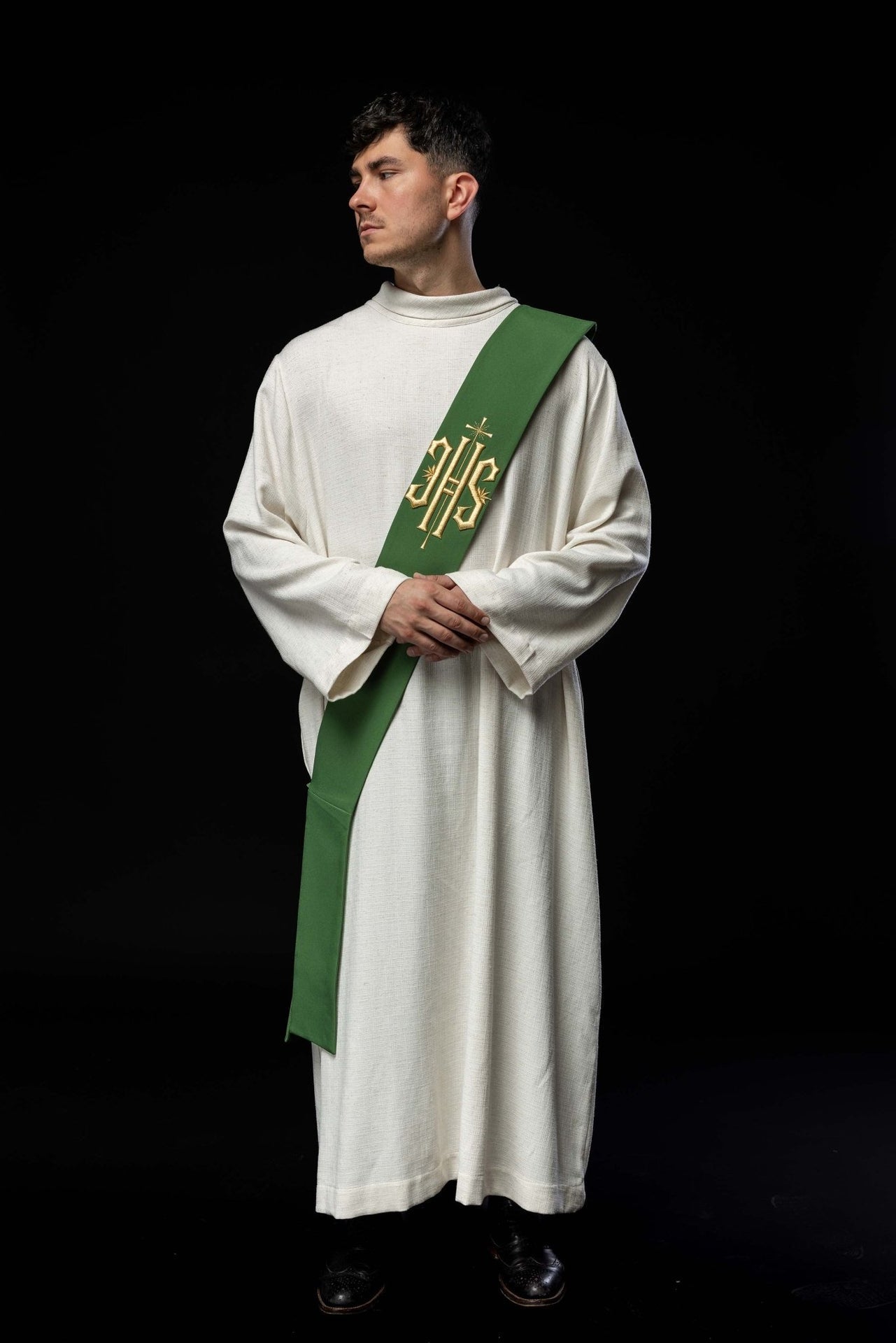 Stuła Diakońska IHS z Krzyżem - Elegancka Szata Liturgiczna - alba.pl