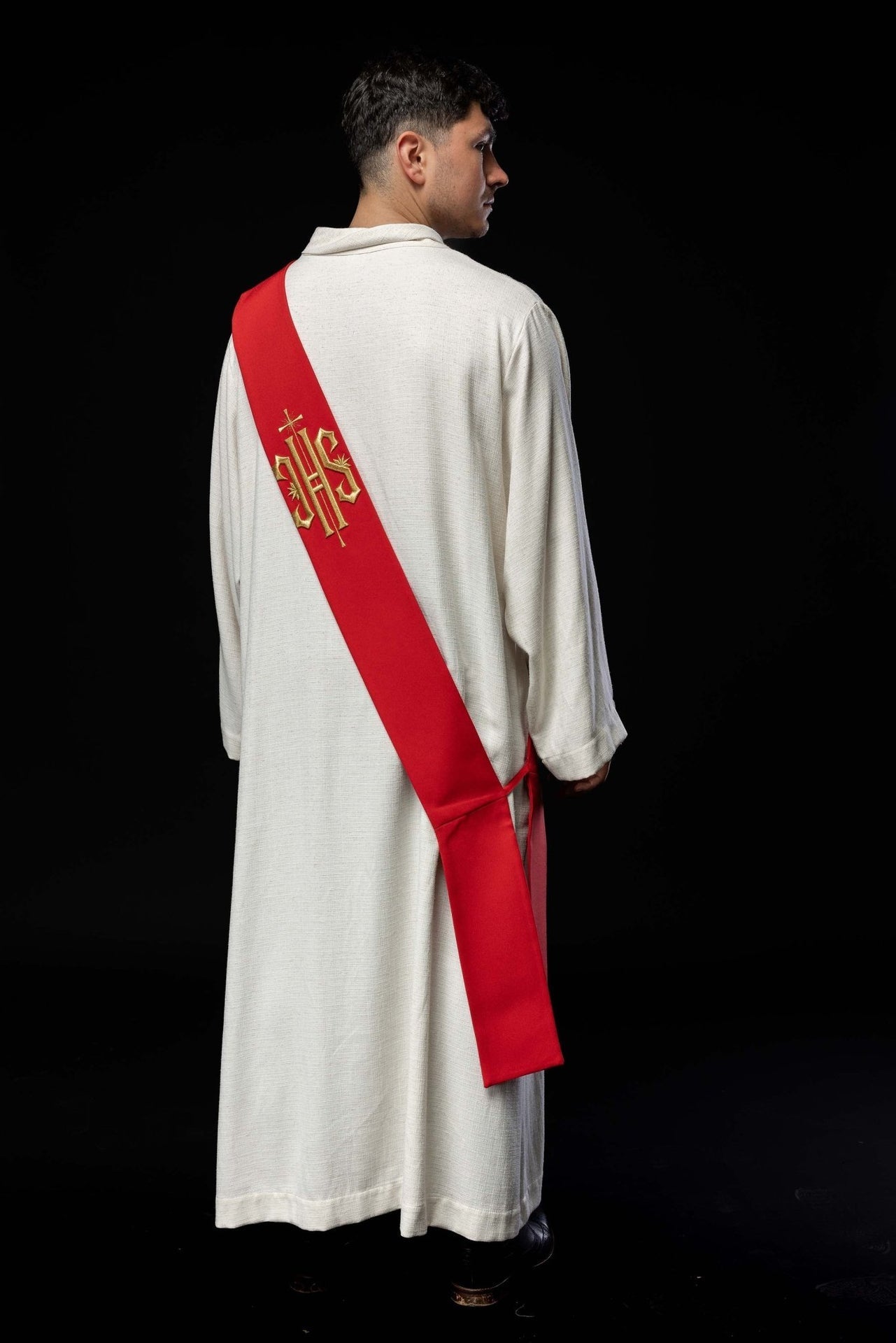Stuła Diakońska IHS z Krzyżem - Haftowana Liturgiczna Elegancja - alba.pl
