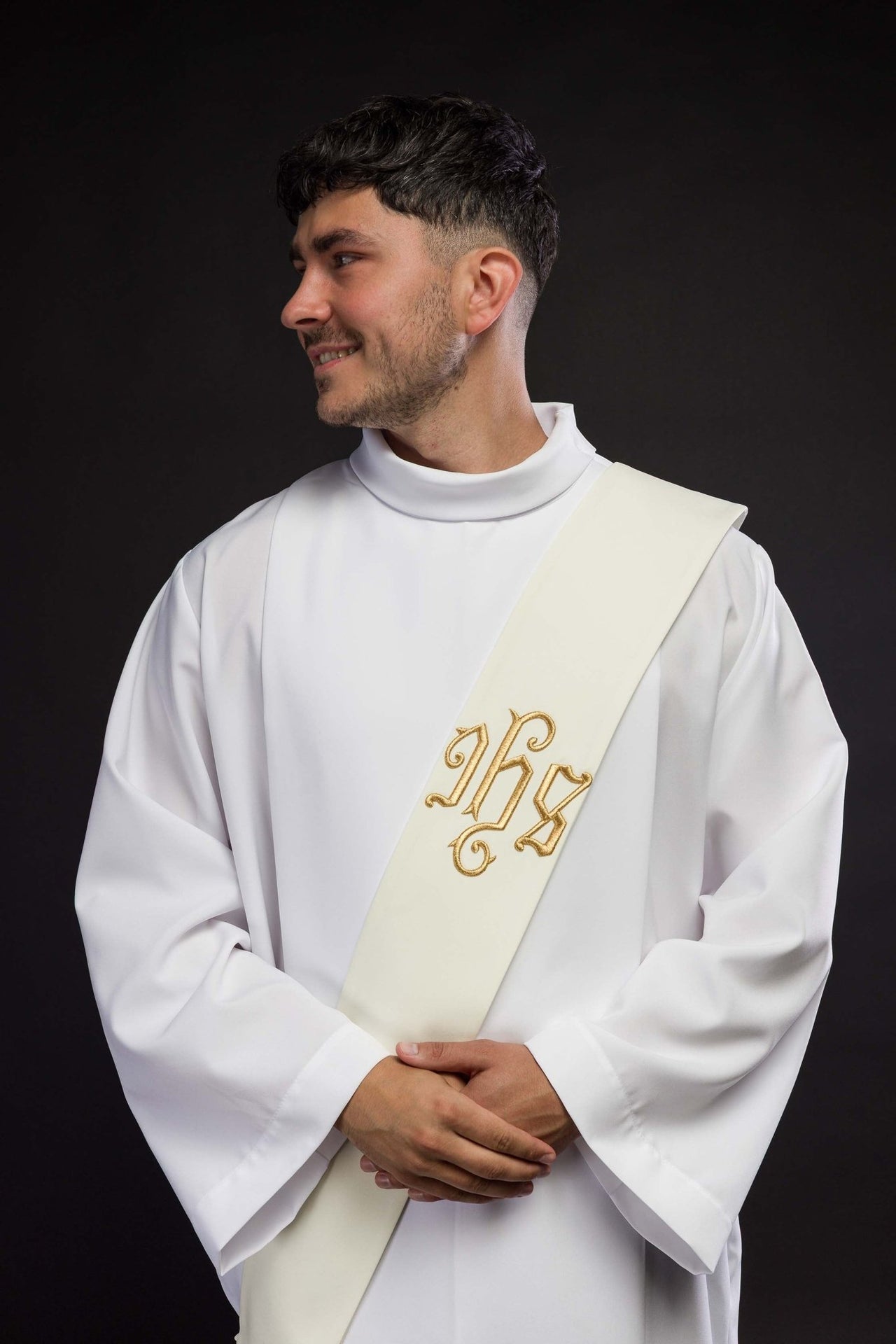 Stuła Diakońska z Haftowanym Symbolem IHS - Elegancka Liturgia - alba.pl