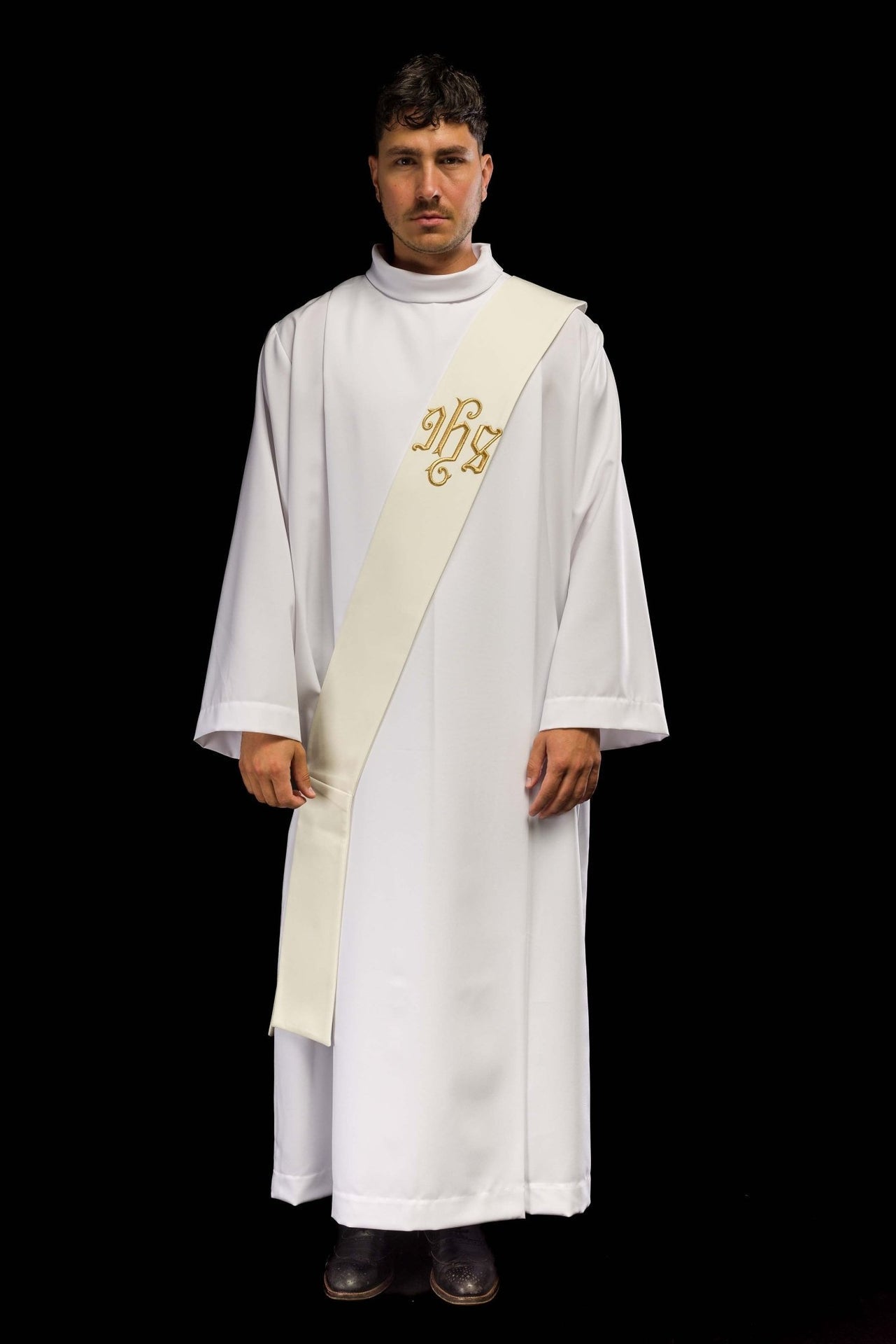 Stuła Diakońska z Haftowanym Symbolem IHS - Elegancka Liturgia - alba.pl
