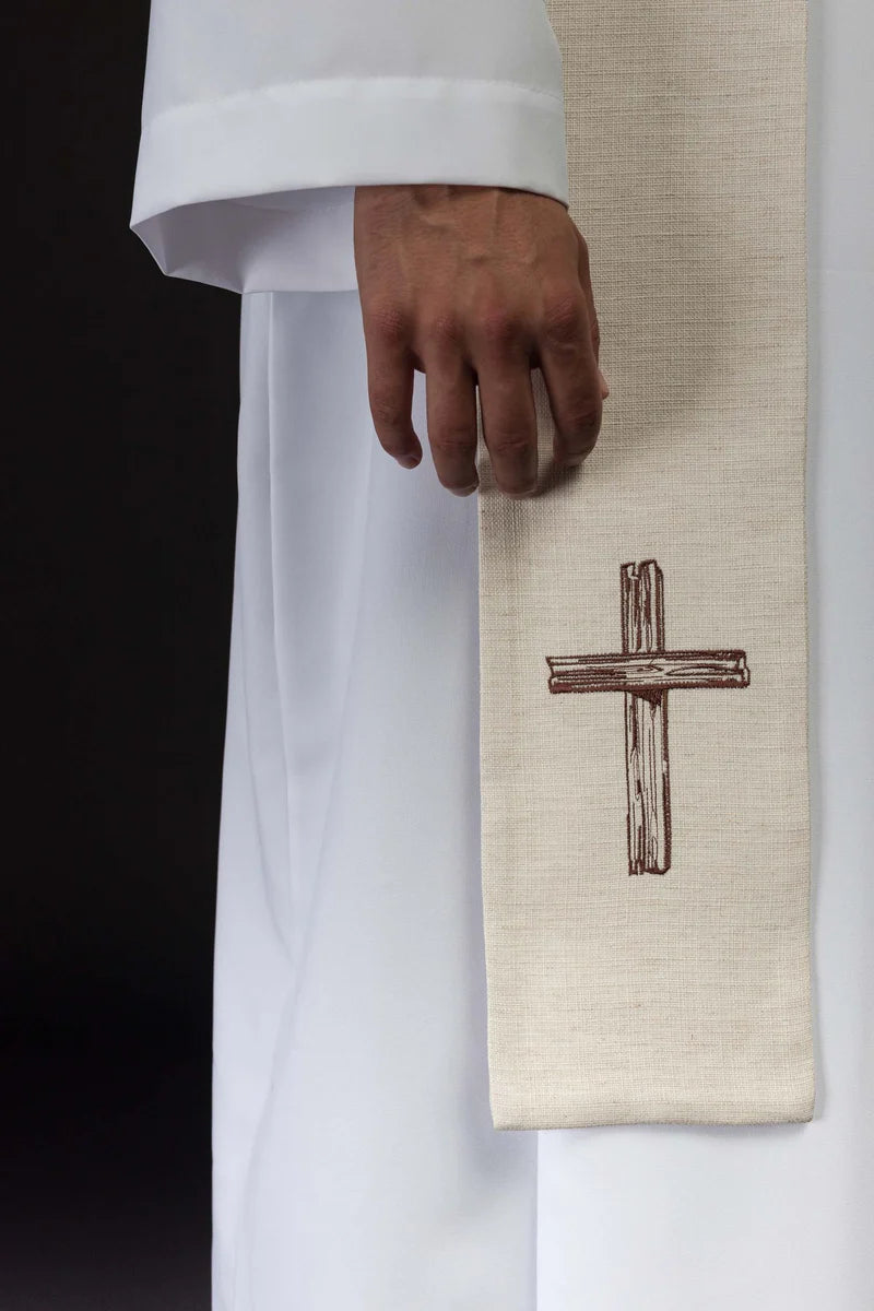Stuła Haftowana Jezus Dobry Pasterz Ecru Elegancka
