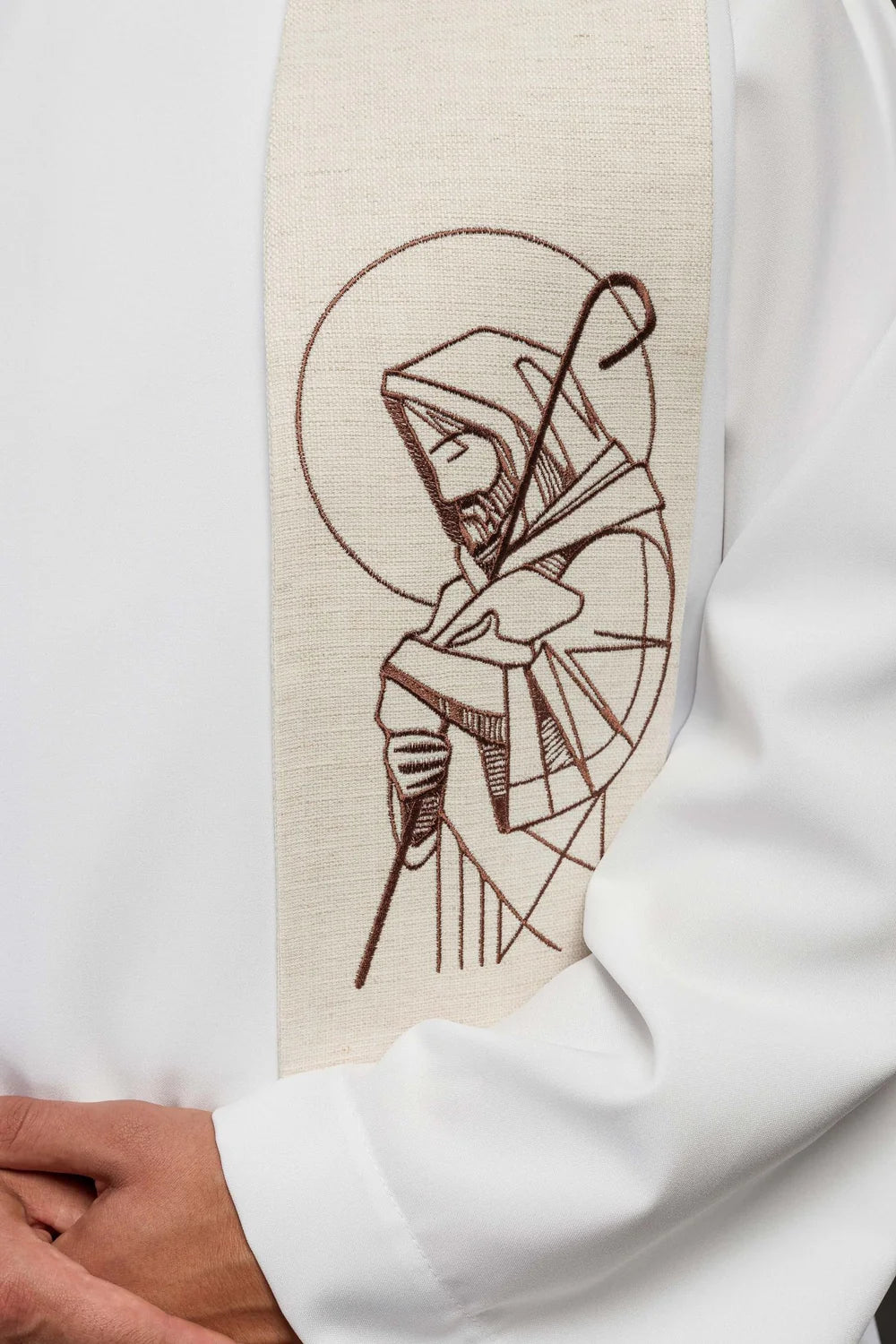 Stuła Haftowana Jezus Dobry Pasterz Ecru Elegancka