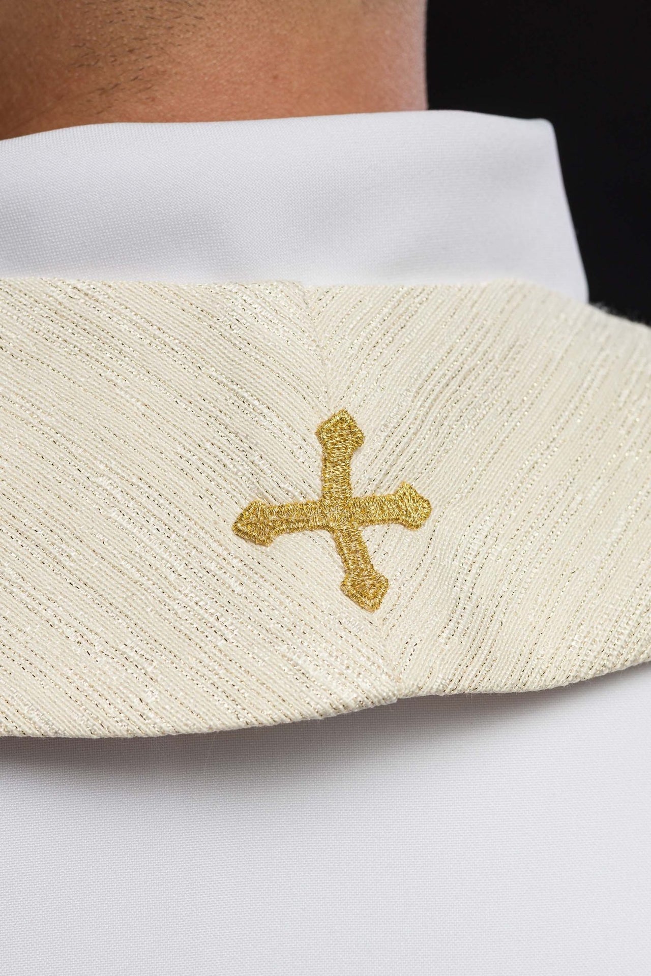 Stuła Kapłańska Ecru IHS Kielich Eucharystyczny Haft 3D - alba.pl