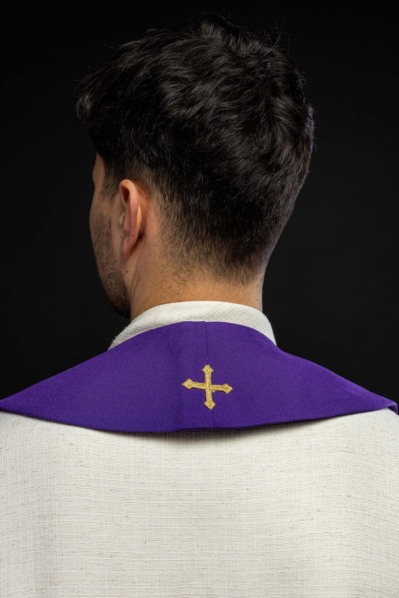 Stuła Kapłańska Fioletowa Haftowana IHS - Liturgiczna Elegancja - alba.pl