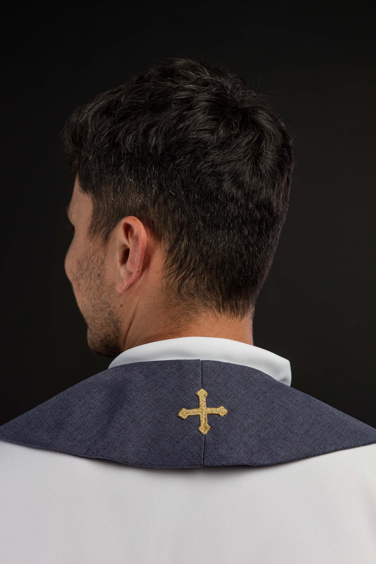 Stuła Liturgiczna Aksamitna Haft IHS Fioletowa - alba.pl