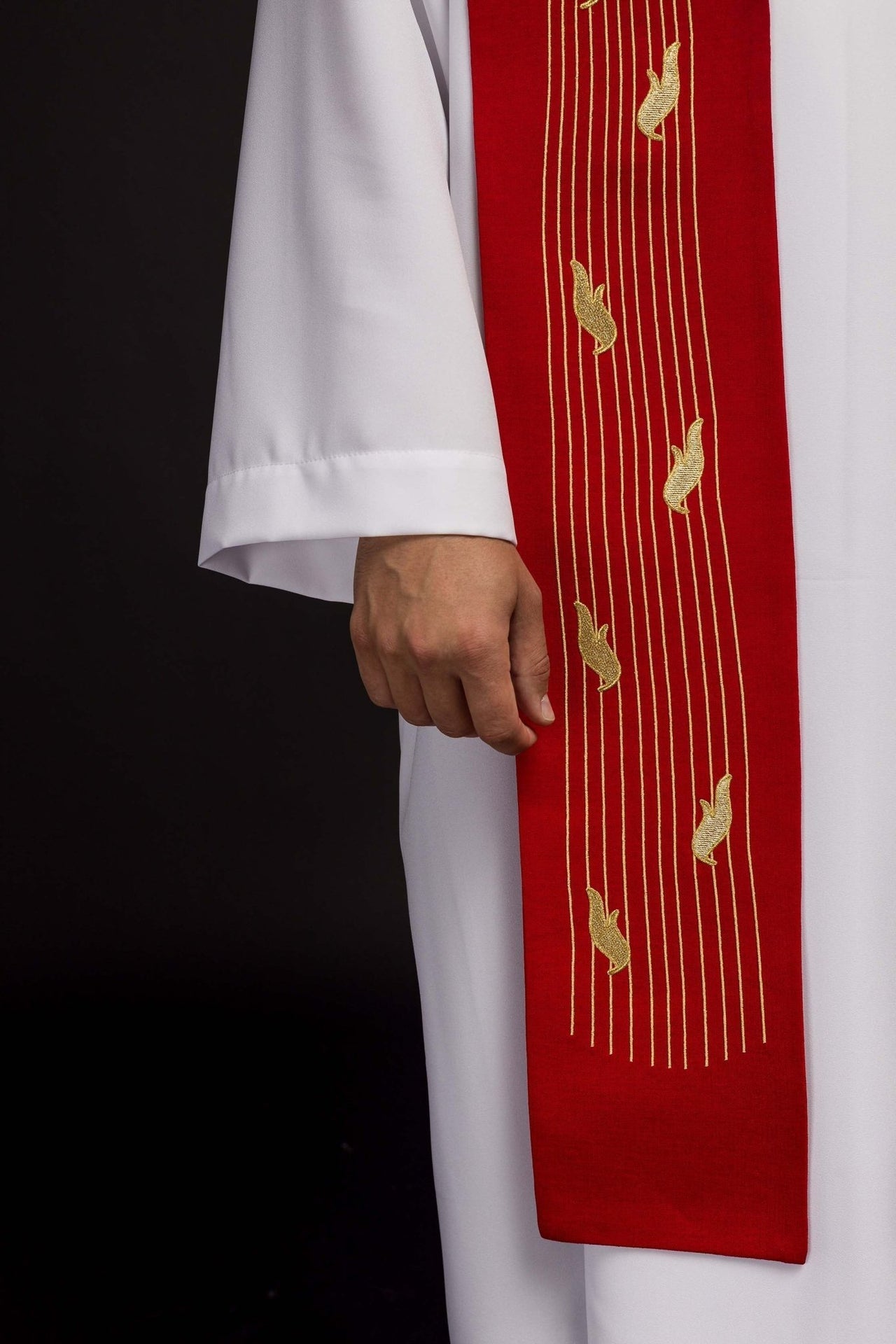 Stuła Liturgiczna Haftowana Duch Święty Czerwona - Elegancka - alba.pl
