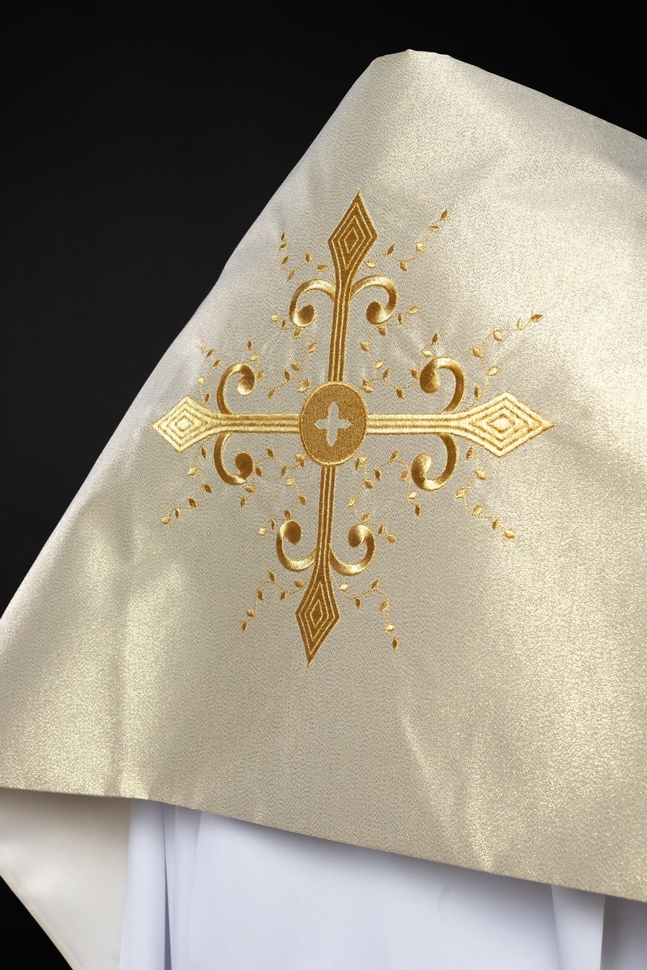 Welon Liturgiczny Naramienny Satynowy Złoty Krzyż - Polski Produkt - alba.pl