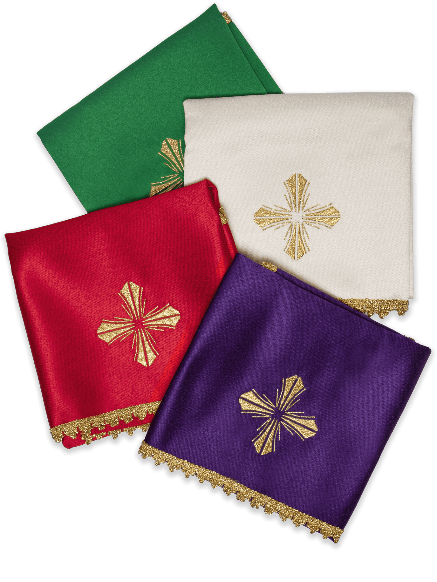 Zestaw Welonów Liturgicznych na Kielich - Cztery Kolory z Krzyżem - alba.pl