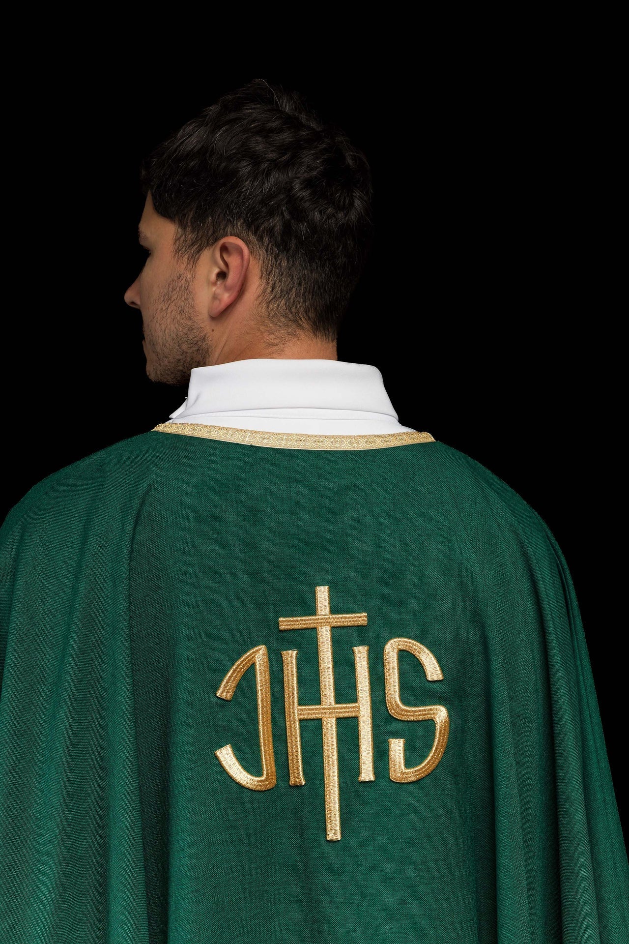 Zielony Ornat Liturgiczny Złoty Haft IHS - Polski Producent - alba.pl