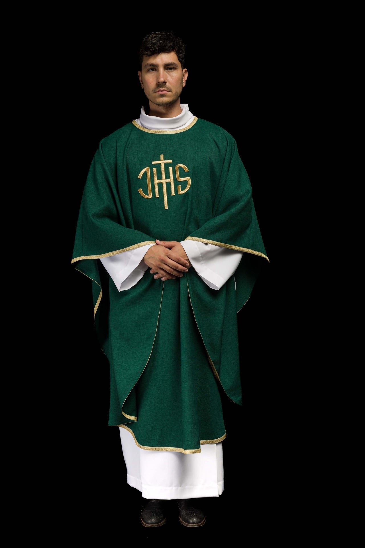 Zielony Ornat Liturgiczny Złoty Haft IHS - Polski Producent - alba.pl