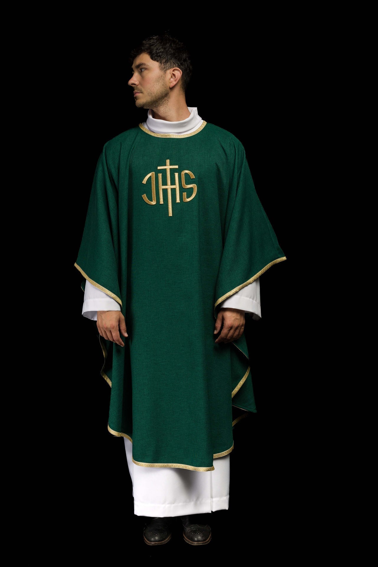 Zielony Ornat Liturgiczny Złoty Haft IHS - Polski Producent - alba.pl