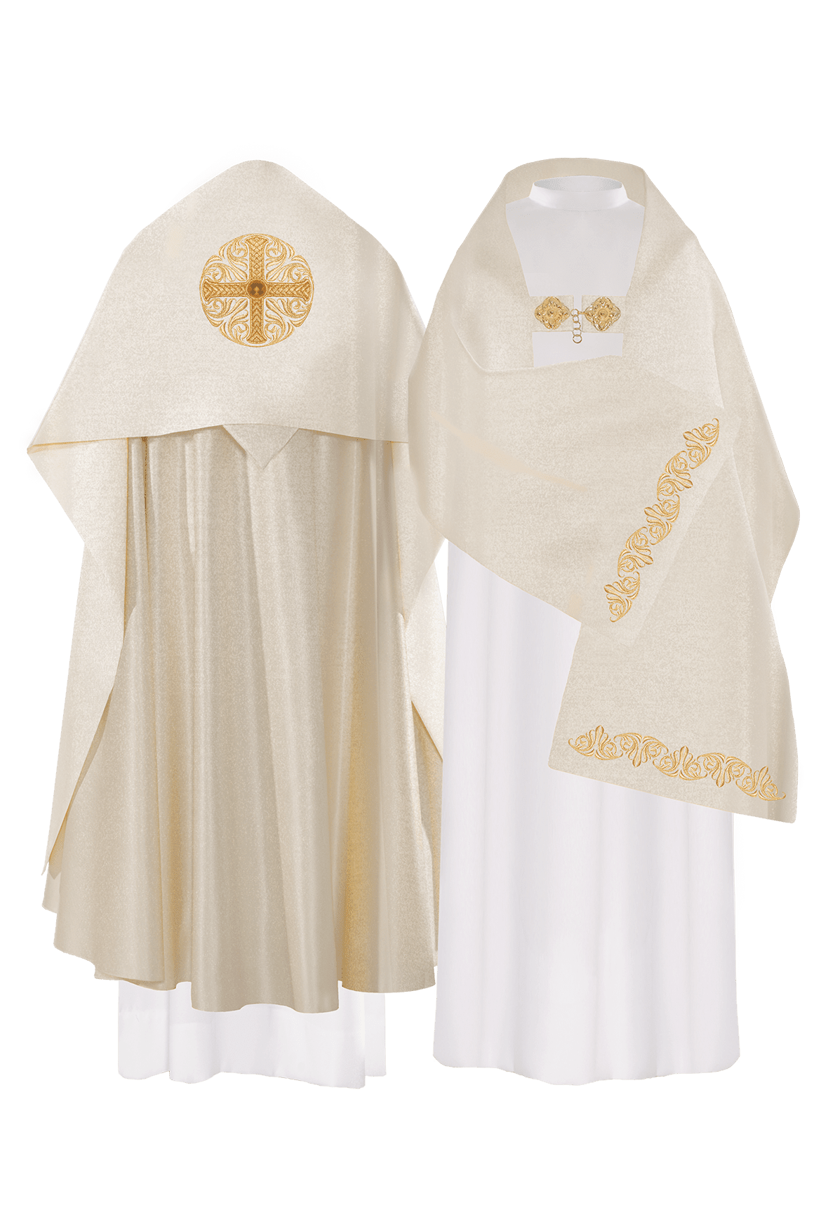 Złoty Welon Liturgiczny z Haftowanym Krzyżem - Elegancki Dodatek - alba.pl